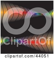 Clipart Illustration Of Rainbow Waves Bouncing Off Of A Black Background
