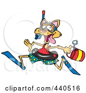 Royalty Free RF Clip Art Illustration Of A Cartoon Summer Cat Running On A Beach