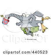 Poster, Art Print Of Cartoon Summer Elephant Running On A Beach