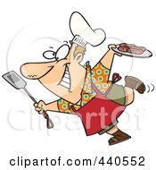 Poster, Art Print Of Cartoon Man Carrying A Plate Of Food To His Bbq