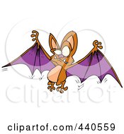 Poster, Art Print Of Cartoon Flying Bat Holding His Wings Open