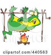Poster, Art Print Of Cartoon Alligator Cooking Over A Camp Fire