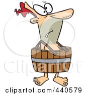 Royalty Free RF Clip Art Illustration Of A Cartoon Man Wearing A Barrel by toonaday