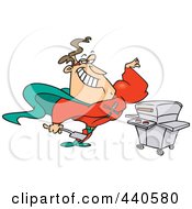 Royalty Free RF Clip Art Illustration Of A Cartoon Super Hero Man Standing By His Bbq