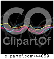 Poster, Art Print Of Black Background With Horizontal Rainbow Colored Squiggly Waves