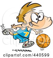 Poster, Art Print Of Cartoon Basketball Boy Dribbling
