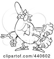 Royalty Free RF Clip Art Illustration Of A Cartoon Black And White Outline Design Of A Baseball Bug