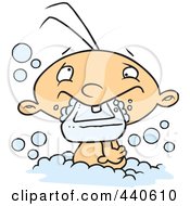 Royalty Free RF Clip Art Illustration Of A Cartoon Baby Boy Eating Soap In The Bath Tub by toonaday