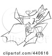 Poster, Art Print Of Cartoon Black And White Outline Design Of A Batty Vampire