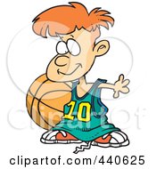 Poster, Art Print Of Cartoon Basketball Boy With A Big Ball