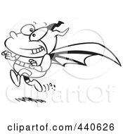 Royalty Free RF Clip Art Illustration Of A Cartoon Black And White Outline Design Of A Running Bat Boy