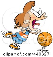 Poster, Art Print Of Cartoon Basketball Girl Dribbling