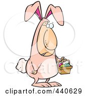 Poster, Art Print Of Cartoon Easter Bunny Man Carrying A Basket