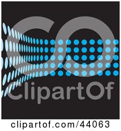 Clipart Illustration Of A Wave Of Blue Dots Curving On A Black Background