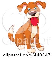 Royalty Free RF Clip Art Illustration Of A Happy Dog Sitting And Wagging His Tail