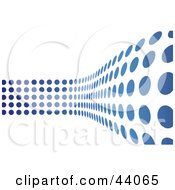 Poster, Art Print Of Wave Of Blue Dots Curving On A White Background