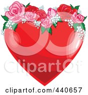 Poster, Art Print Of Shiny Red Heart With Pink And Red Roses