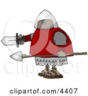 African American Roman Soldier Armed With A Spear And Sword Clipart