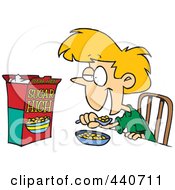 Royalty Free RF Clip Art Illustration Of A Cartoon Girl Eating Sugary Cereal