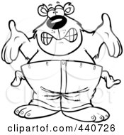 Royalty Free RF Clip Art Illustration Of A Cartoon Black And White Outline Design Of A Broke Bear by toonaday