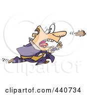 Cartoon Businessman Chasing His Toupee In The Wind