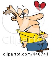 Royalty Free RF Clip Art Illustration Of A Cartoon Man With A Broken Heart by toonaday