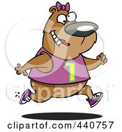 Royalty Free RF Clip Art Illustration Of A Cartoon Female Bear Jogging