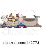 Royalty Free RF Clip Art Illustration Of Three Men Watching A Bird On A Bench by toonaday