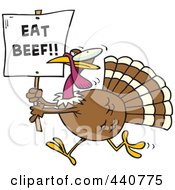 Poster, Art Print Of Cartoon Turkey With An Eat Beef Sign