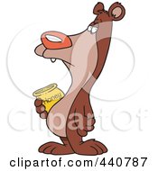Royalty Free RF Clip Art Illustration Of A Cartoon Bear Carrying A Honey Jar