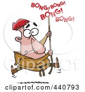 Royalty Free RF Clip Art Illustration Of A Cartoon Bell Ringer Man Holding Onto A Rope