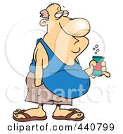 Royalty Free RF Clip Art Illustration Of A Cartoon Man With A Beer Belly And Canned Beverage