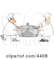 Two Chefs Carrying A Large Oversized Pot Of Food Clipart