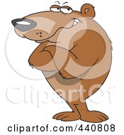 Royalty Free RF Clip Art Illustration Of A Cartoon Bear Standing With Folded Arms by toonaday