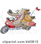 Poster, Art Print Of Cartoon Bear Couple On A Motorcycle
