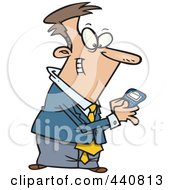 Cartoon Businessman Using A Smart Phone