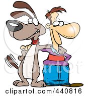 Cartoon Man And Dog Standing Together
