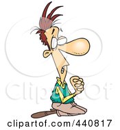 Royalty Free RF Clip Art Illustration Of A Cartoon Man Kneeling And Begging by toonaday