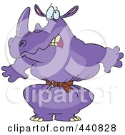 Poster, Art Print Of Cartoon Rhino Wearing A Tight Belt