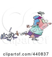 Poster, Art Print Of Cartoon Mad Female Golfer Walking Away From Bent Clubs