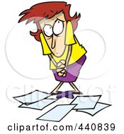 Poster, Art Print Of Cartoon Berated Businesswoman Standing Over Papers