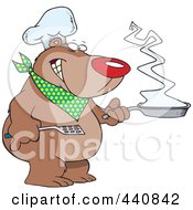 Royalty Free RF Clip Art Illustration Of A Cartoon Bear Chef Holding A Frying Pan