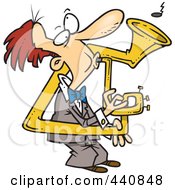 Royalty Free RF Clip Art Illustration Of A Cartoon Man Playing A Bent Sousaphone by toonaday