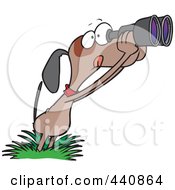 Cartoon Bird Dog Using Binoculars