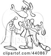 Royalty Free RF Clip Art Illustration Of A Cartoon Black And White Outline Design Of A Singing Bird