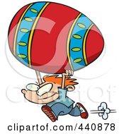 Royalty Free RF Clip Art Illustration Of A Cartoon Boy Running With A Big Easter Egg by toonaday