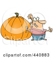 Royalty Free RF Clip Art Illustration Of A Cartoon Man With A Big Pumpkin by toonaday