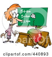 Poster, Art Print Of Cartoon Big Apple Crushing A Teachers Desk