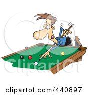 Poster, Art Print Of Cartoon Man Leaning Over A Billiards Table