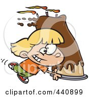 Royalty Free RF Clip Art Illustration Of A Cartoon Girl Carrying A Big Birthday Cake